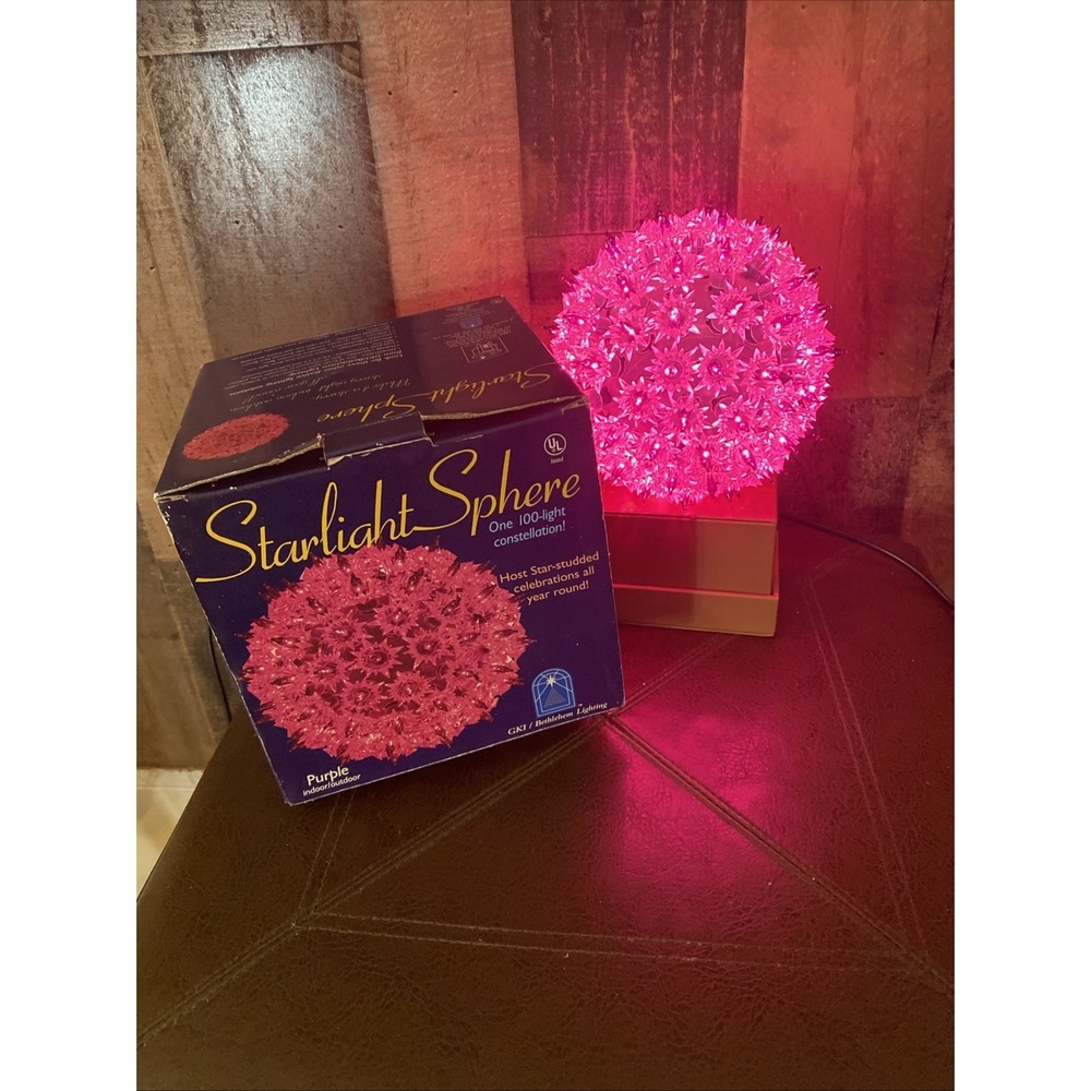 Starlight Sphere Purple 100 Light Constellation 5.5" Holiday Christmas Vintage